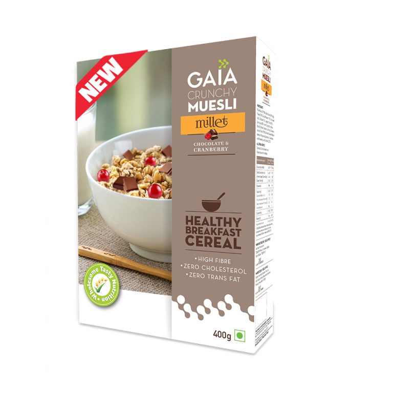 Gaia Crunchy Diet Millet Muesli with No added sugar, Zero cholesterol